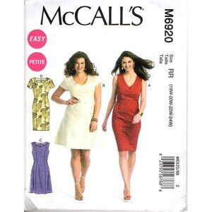 McCall's M6920 Womens also Petite 18W to 24W Easy Dresses UNCUT Sewing Pattern